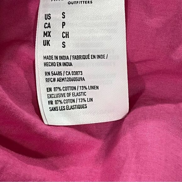 American Eagle AE Pink Wrap Button Front Mini Dress Linen Blend - Picture 11 of 14